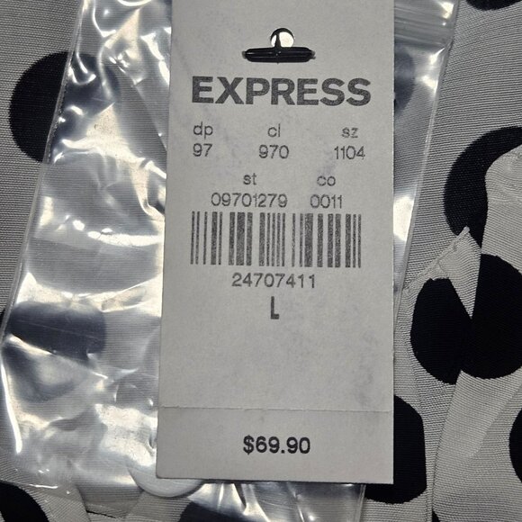 Express Womens Black White L Polka Dot Blouse Preppy Indie Patterncore Peplumcor - Picture 6 of 16